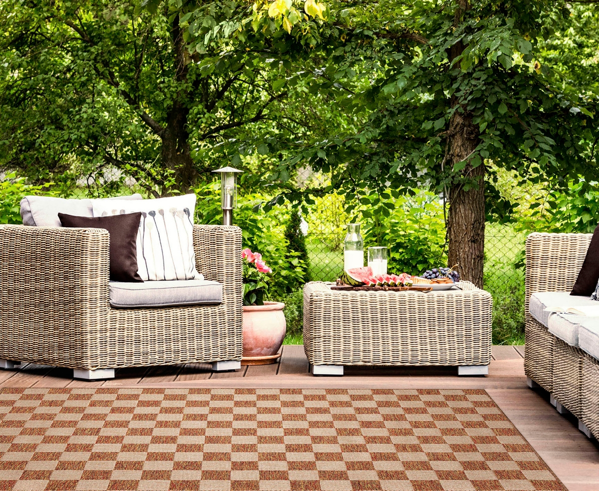 Liora Manne Roma Checkerboard 5'3"x7'3" Area Rug In Rust