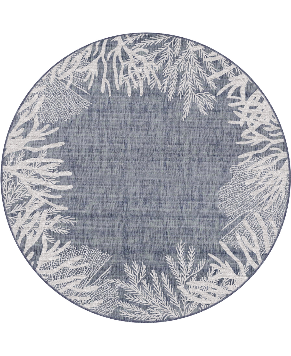 Liora Manne Carmel Reef Border 7'10"x7'10" Round Area Rug In Navy