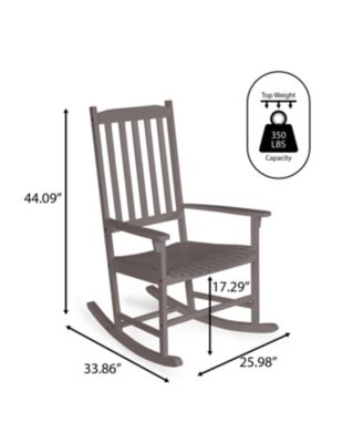 Seagrove Farmhouse Classic Slat-Back 350-LBS Support Acacia Wood Outdoor Rocking Chair, Gray Wash