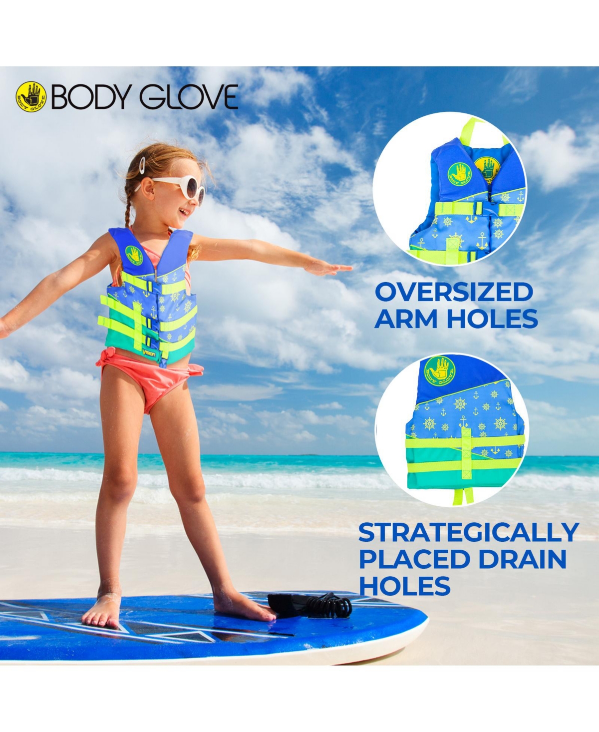 Body Glove Vision Child Life Vest - Woven Polymer Life Jacket Type Iii Pfd