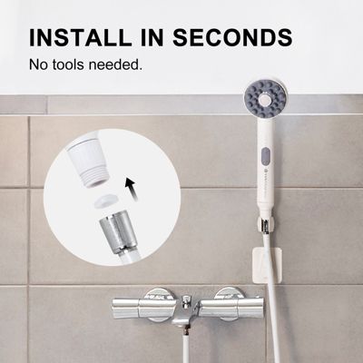 Ultrasonic 3-in-1 Spa Shower Head, IPX8 Waterproof Massage Bath Brush, Handheld Electric Bathroom Showerhead with Hose & Bracket