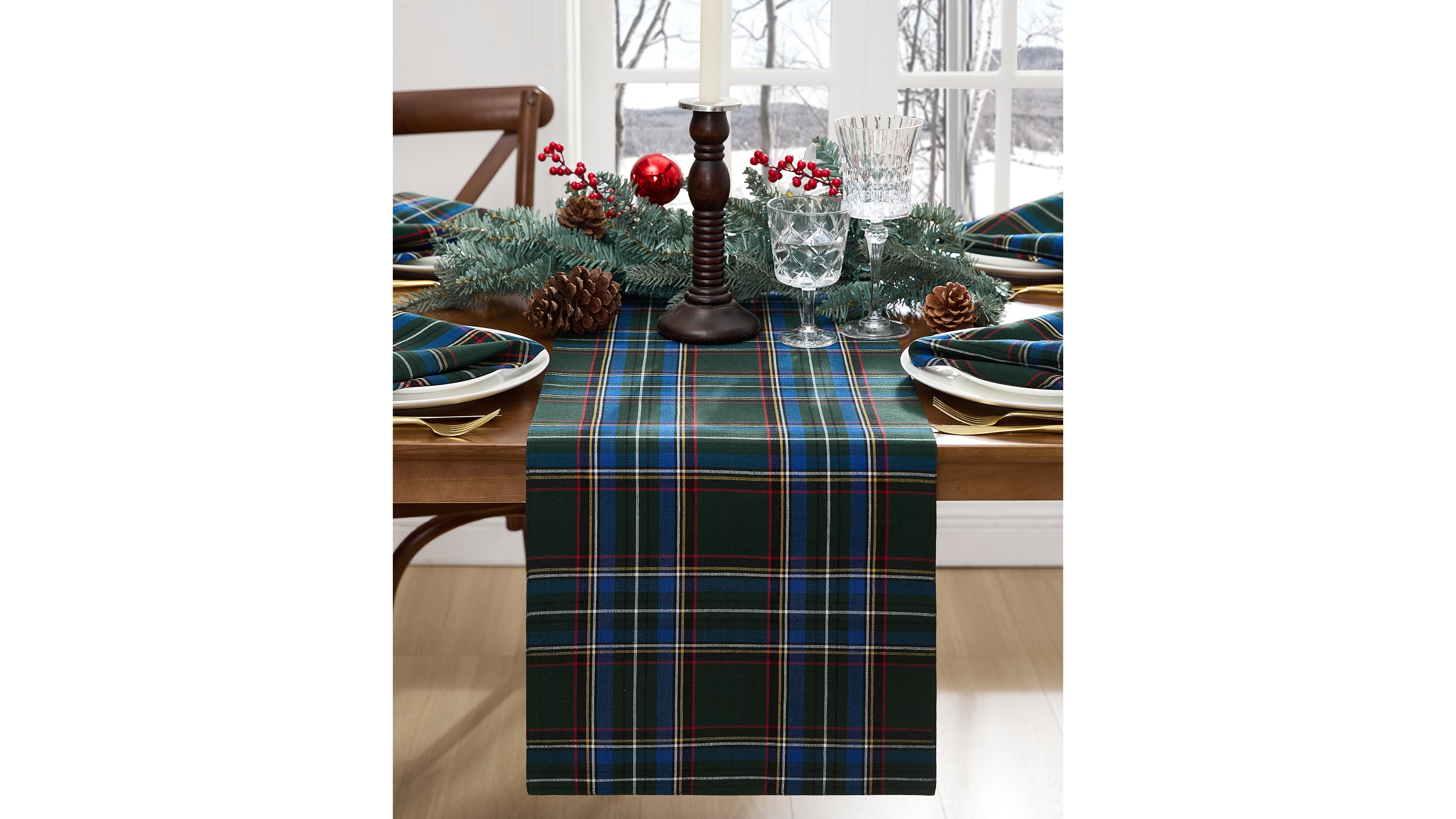 Elrene Stowe Tartan Holiday Plaid Table Runner, 70"x 13"