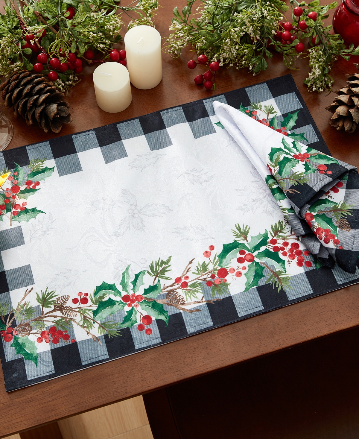 Elrene Holly Farmhouse Charm Holiday Fabric Placemats 19"x 13", Set Of 4 In Multi