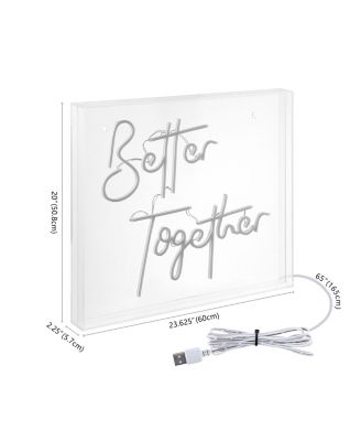 Better Together Contemporary Glam Acrylic Box USB Operated LED Neon Light