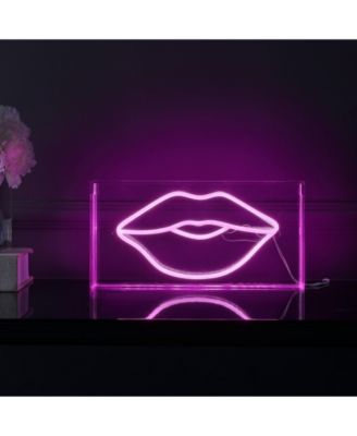 Lips Contemporary Glam Acrylic Box USB Operated LED Neon Light