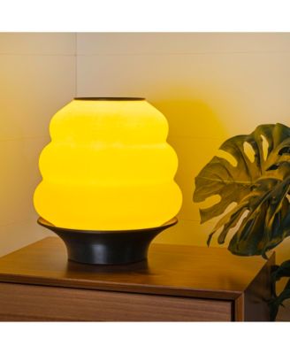 Honey Pot Minimalist Classic Plant-Based PLA 3D Printed Dimmable LED Table Lamp, White/Brown