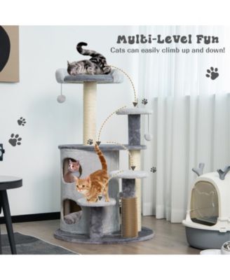 40 Inch Cat Tree Tower Multi-Level Activity Tree with 2-Tier Cat-Hole Condo