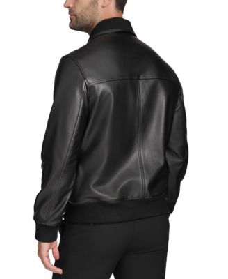 Men's Full-Zip Leather Bomber Jacket 