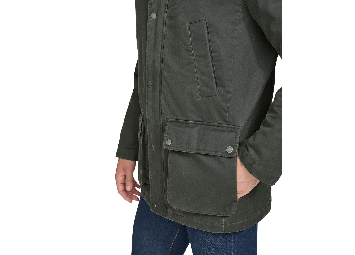 Men's Corduroy-Shirt-Collar Waxed Rain Jacket