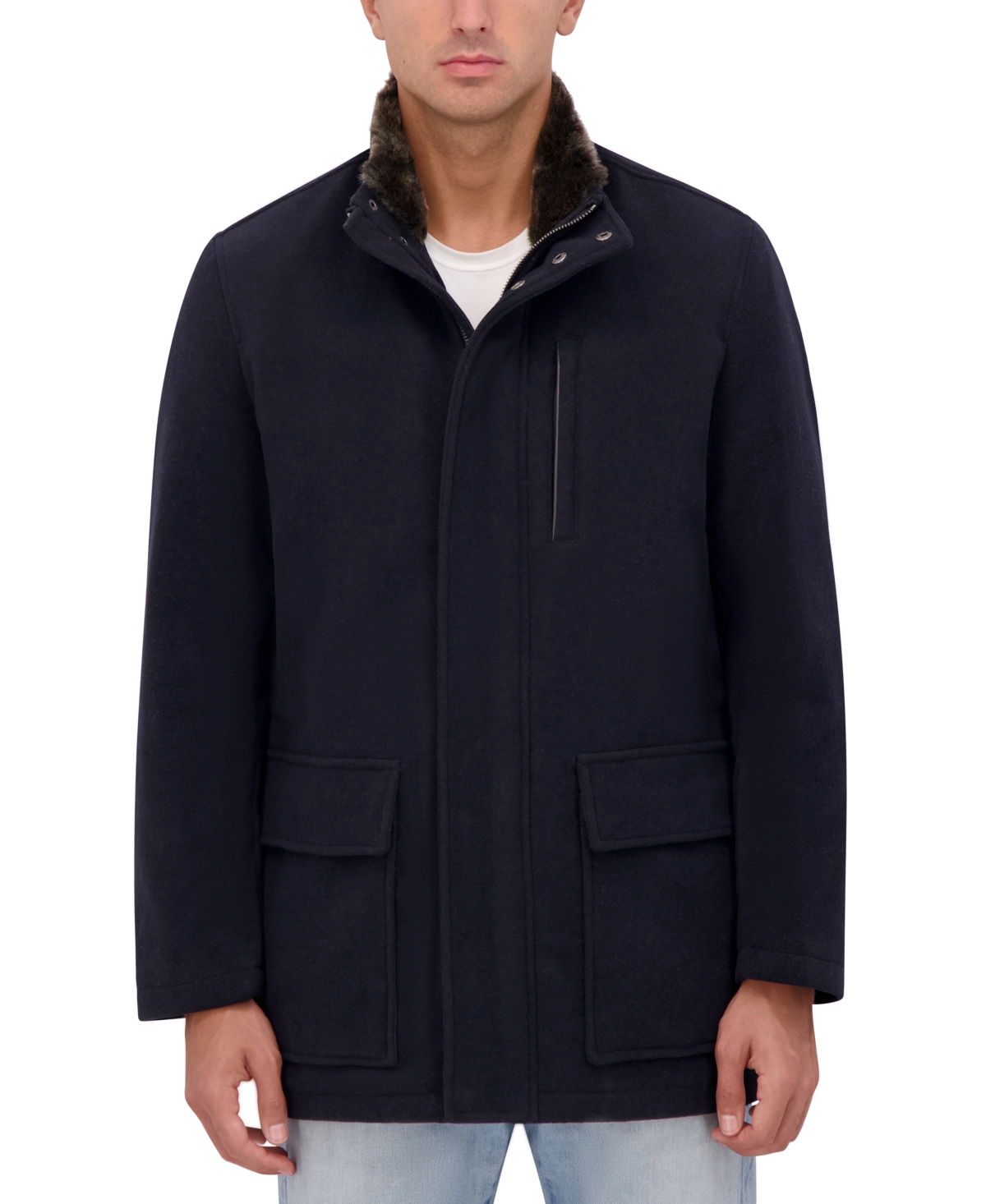 Men's Wool Plush Car Coat - Black