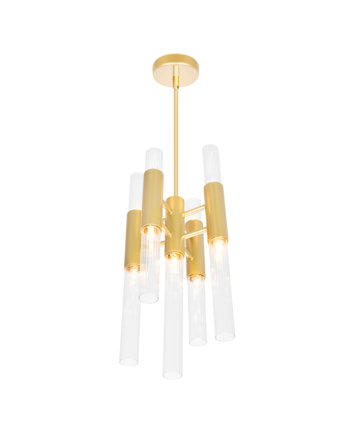 Cwi Lighting 16" Metal Orgue 9 Light Mini Pendant In Satin Gold