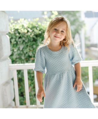 Girls' Quilted Puff Sleeve Dress