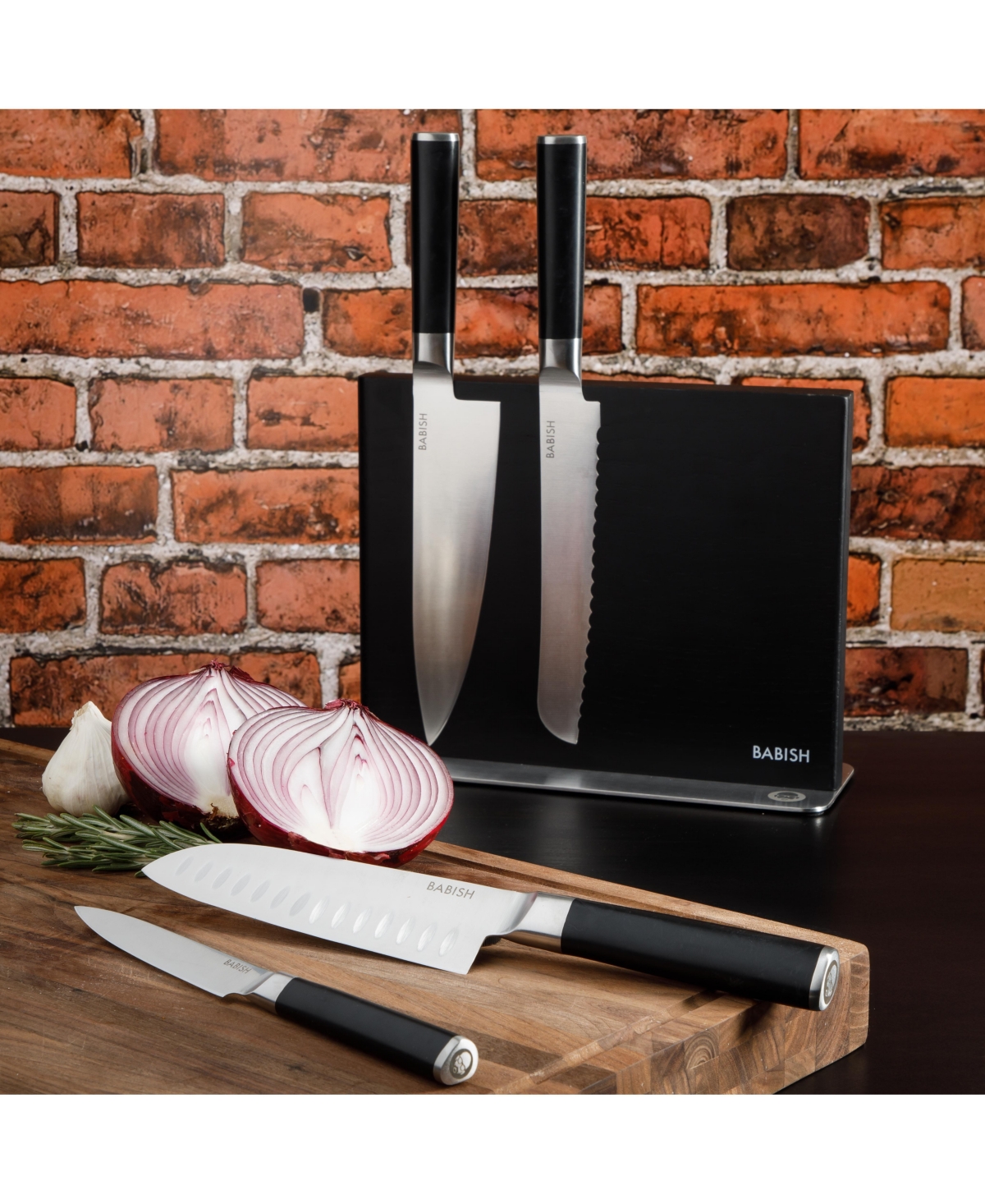 Babish 5 Piece 1.4116 German Steel Magnetic Knife Block Set