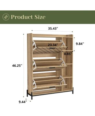 Streamdale 3-Drawer Shoe Cabinet with Open Shelves
