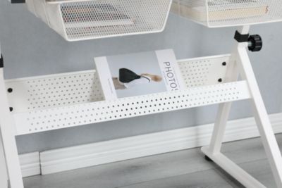 Streamdale White Adjustable Tempered Glass Drafting Printing Table With Chair