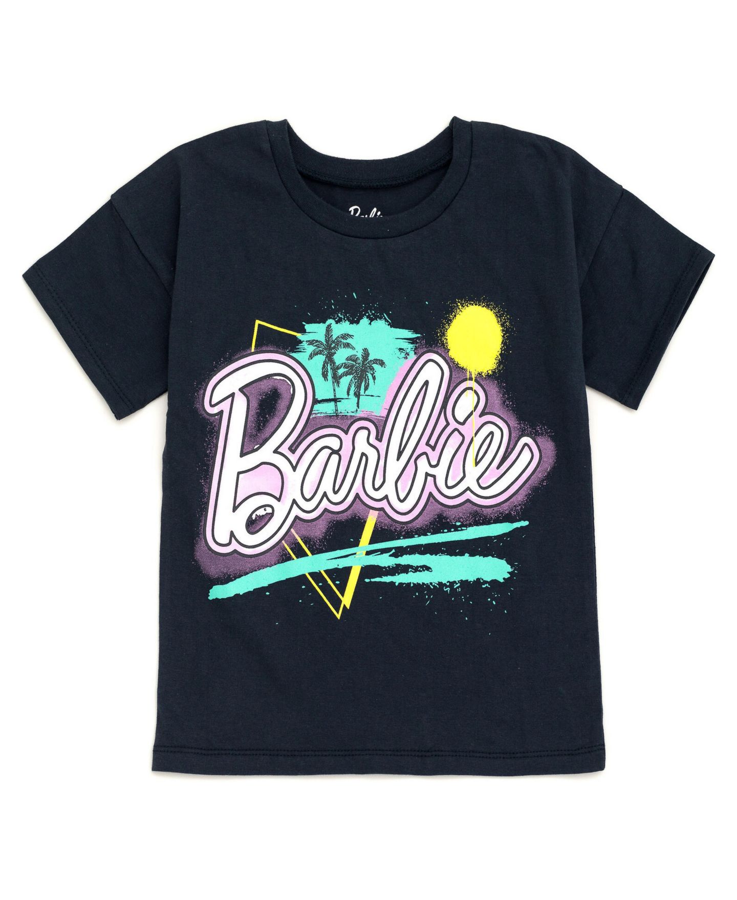 Детский комплект Barbie Toddler Girls 2-Piece T-Shirt and French Terry Shorts Set, цвет: Серый яркий розовый — фото 2