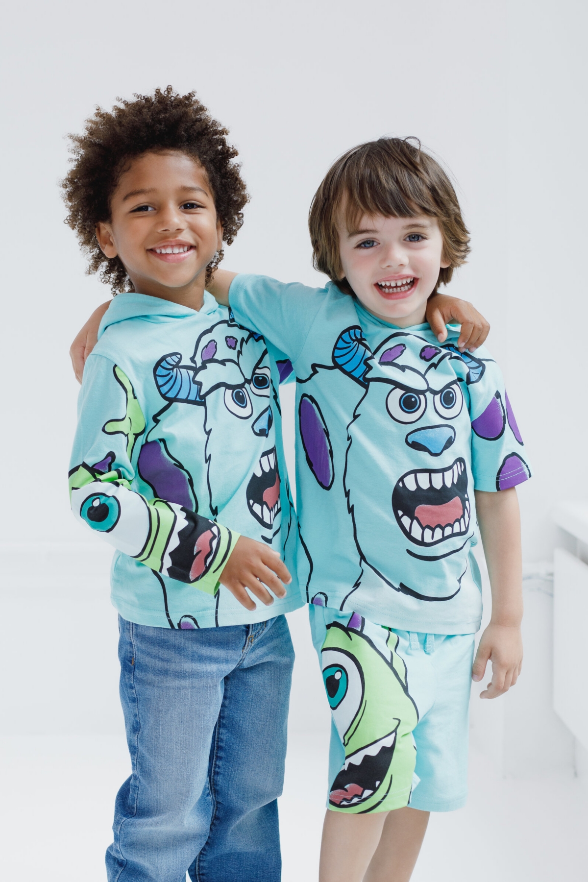 Disney Toddler Boys Hooded T-Shirt and French Terry Shorts Outfit Set to (2T - 10-12) - Sulley  mike