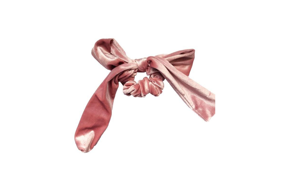 Velvet Bow Hair Tie in Pink - Pink