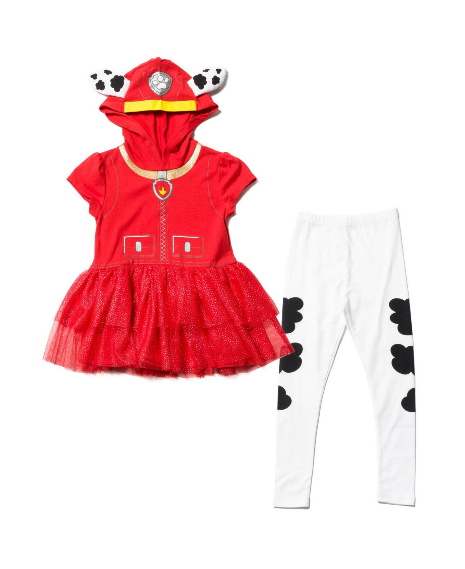 Girls Hooded Cosplay T-Shirt Dress and Leggings Outfit Set to (2T - 7-8)