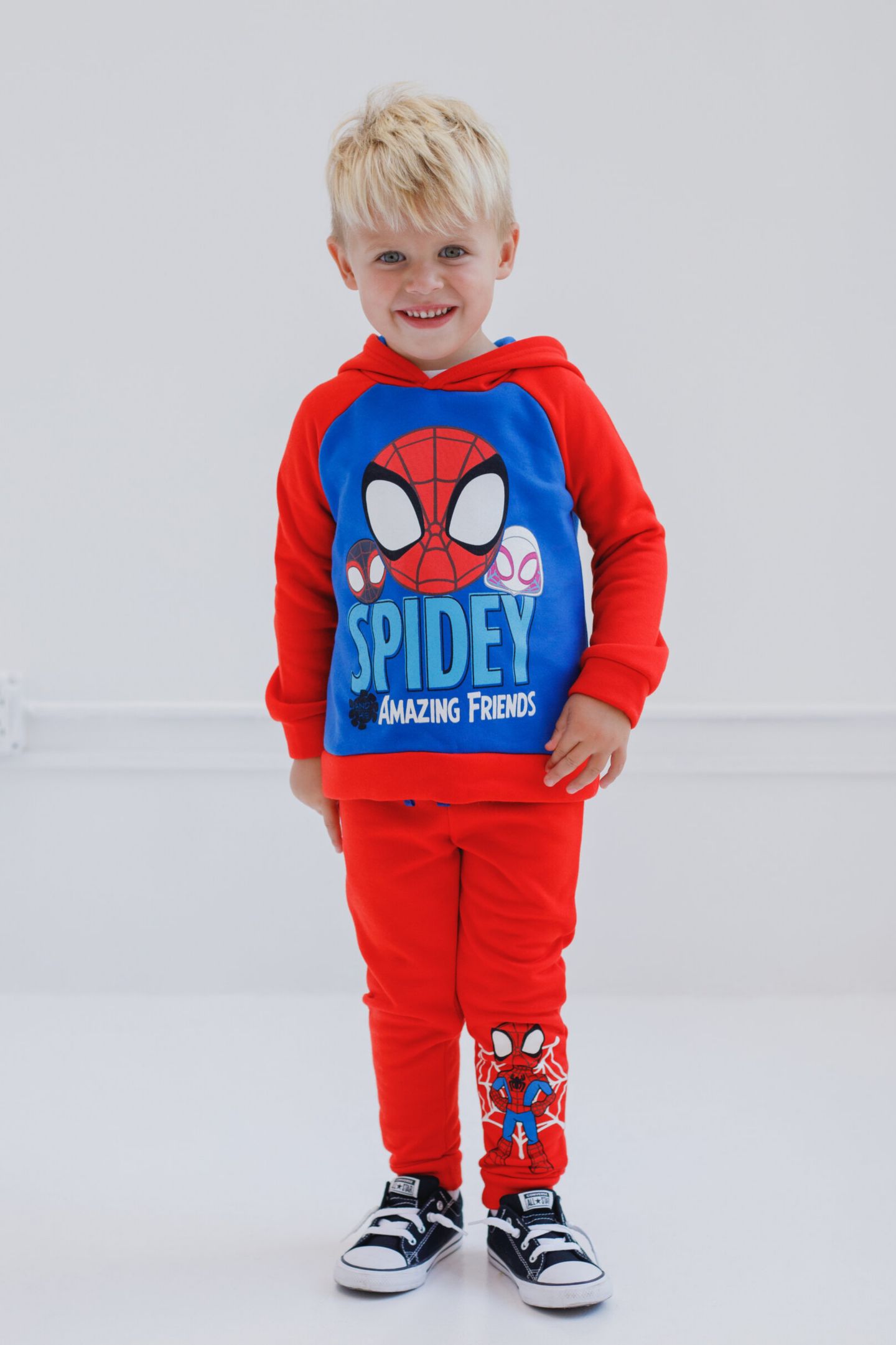Детский флисовый комплект Spidey and His Amazing Friends Marvel: худи и брюки, цвет: Красный / Синий — фото 7