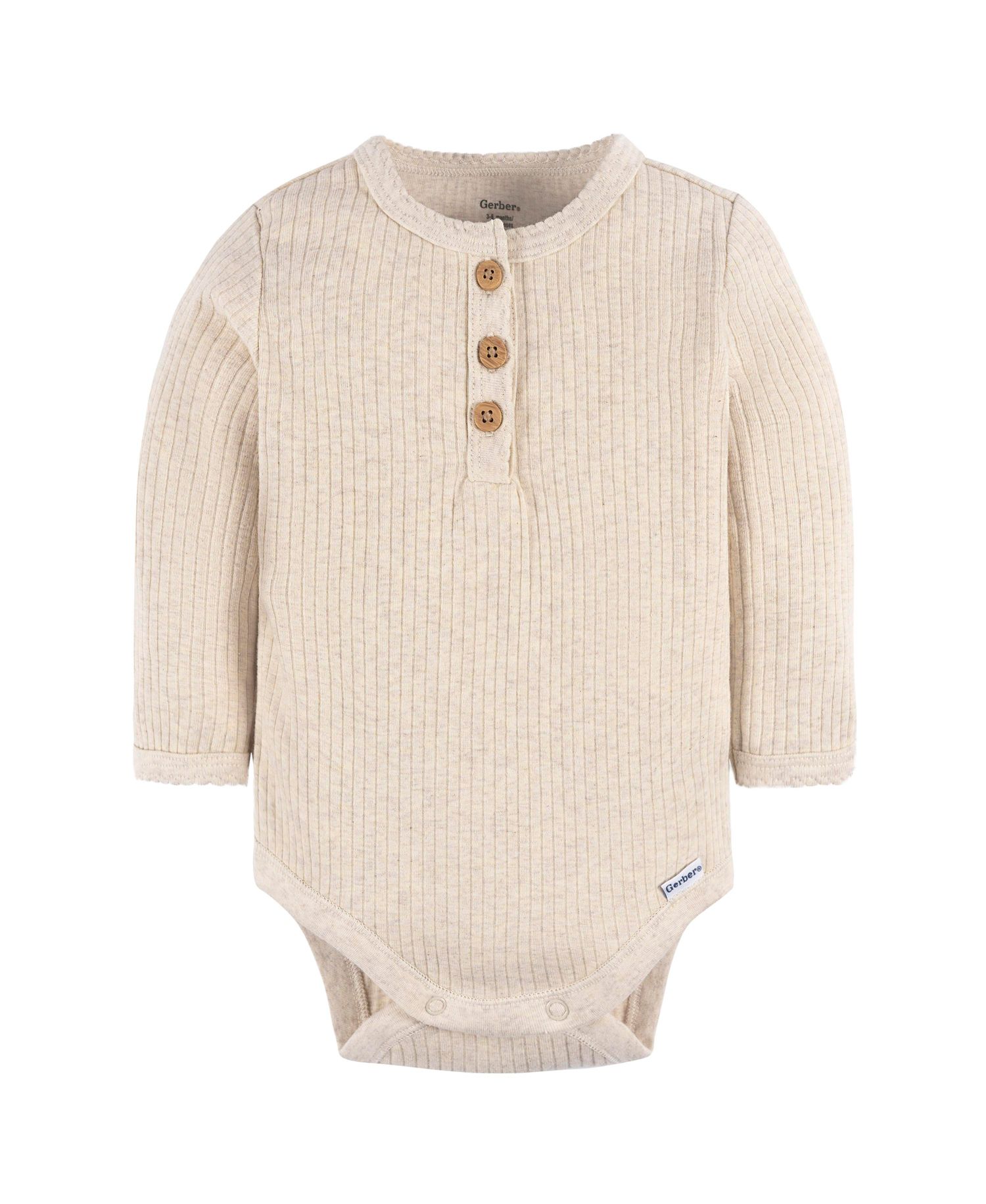 Baby Girls Henley Long Sleeve Bodysuits, 2-Pack