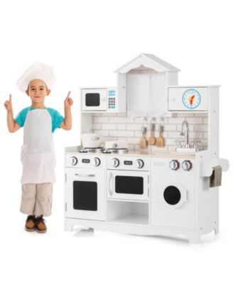 Wooden Kids Kitchen with Washing Machine