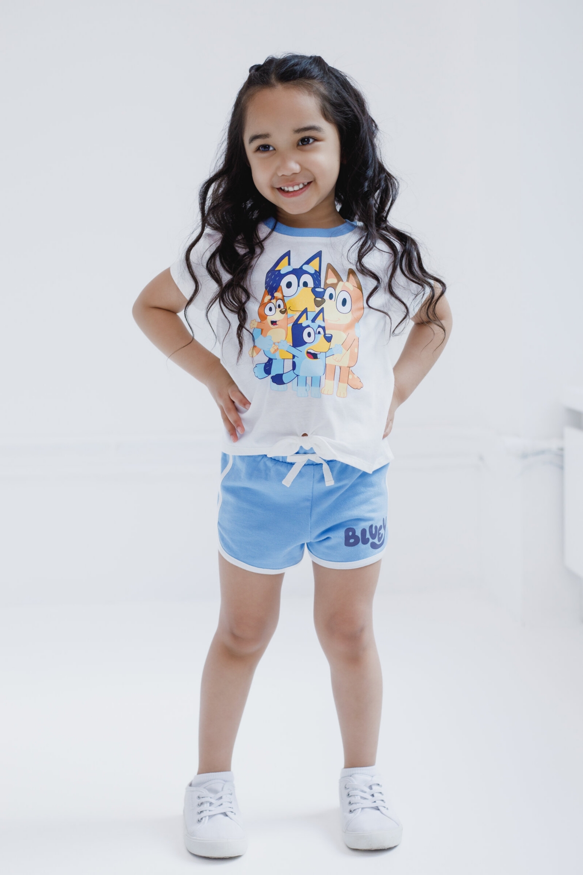 Bluey Girls T-Shirt and French Terry Dolphin Shorts Outfit Set -/ blue