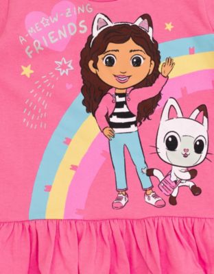 Girls Dreamworks Pandy Paws Box Cakey Cat Peplum T-Shirt and Leggings Outfit Set