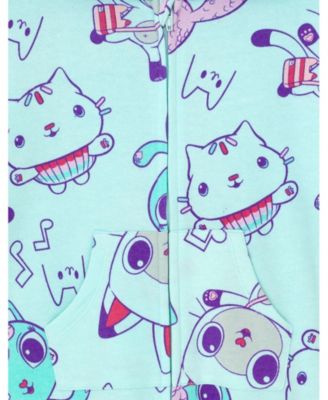 Toddler Girls Pandy Paws Cakey Cat MerCat Fleece Zip Up Coverall to
