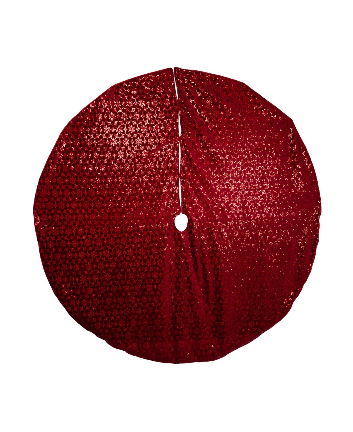 Kurt Adler 72-inch Burgundy Sequin With Metallic Cord Tree Skirt In Red