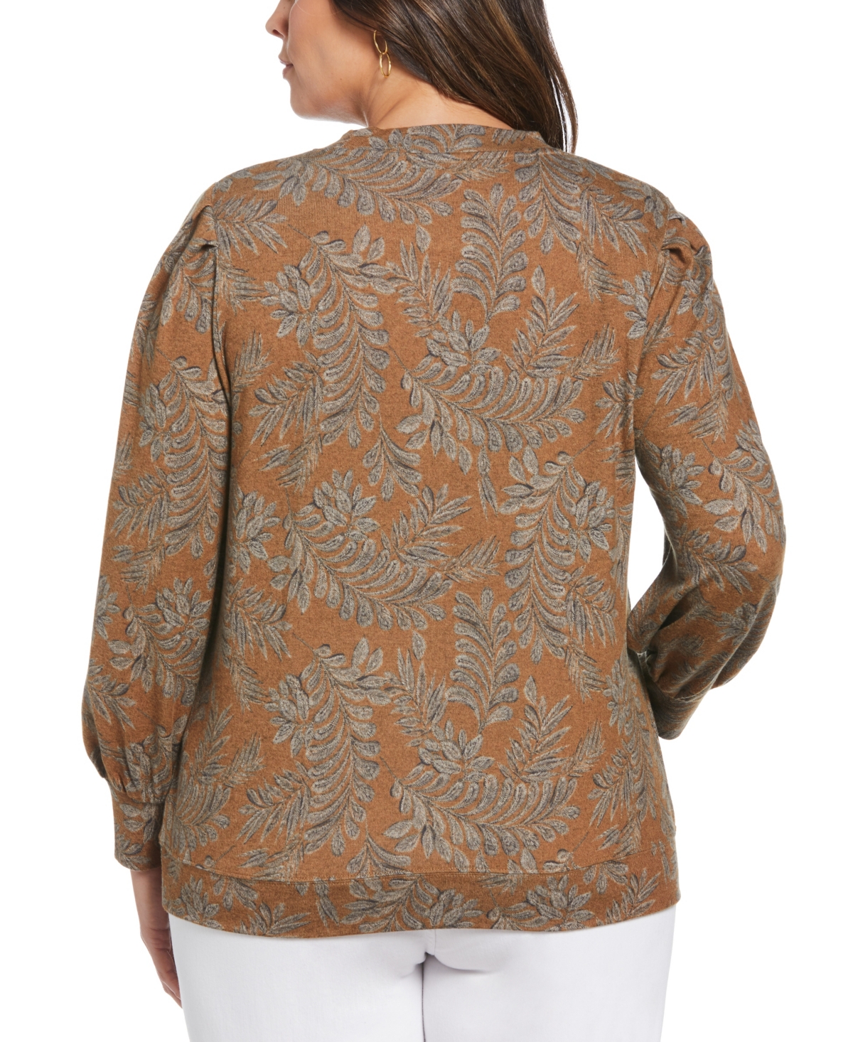 Ella Rafaella Plus Size Pleat Long Sleeve Knit Top