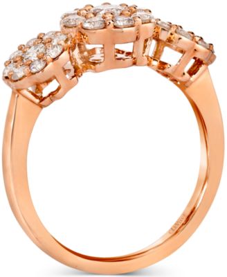Nude Diamond Triple Cluster Flower Ring (1 ct. t.w.) in 14k Yellow Gold