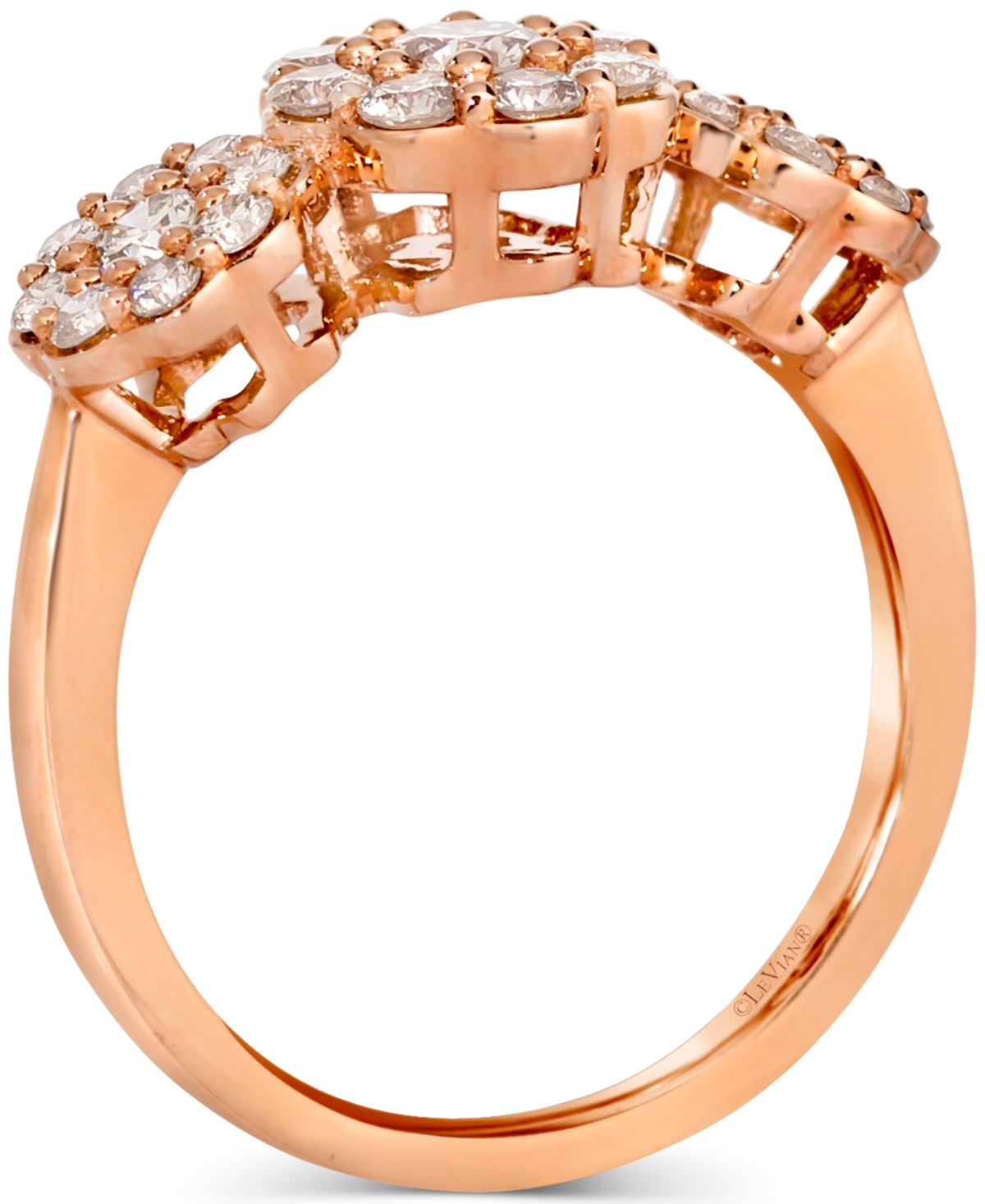 Le Vian Nude Diamond Triple Cluster Flower Ring (1 Ct. T.w.) In 14k Rose Gold In Rose Gold