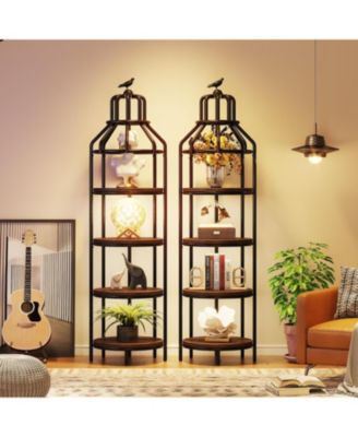 4-Tier Narrow Tall Bookshelf, Rustic Small Bookcase Corner Book Shelf, Freestanding Display Shelves for Living Room, Home Office, Kitchen, Small Space