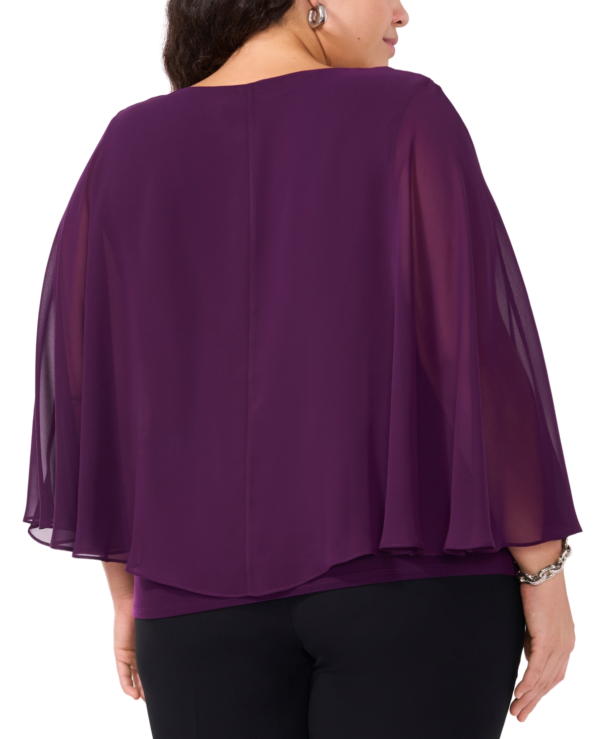 Msk Women's V-Neck Embellished Overlay Top