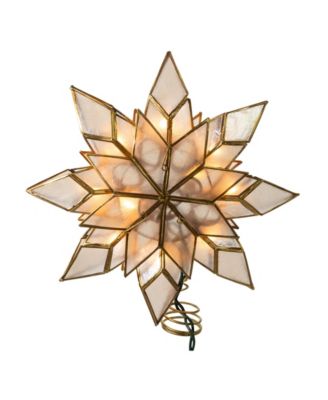 Kurt S. Adler 10-Light LED 6-Point Brass Plated Capiz Star With Scroll Design Tree Topper