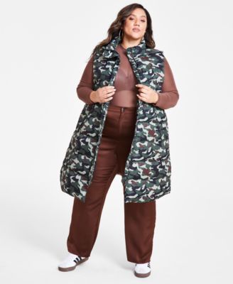 Nina Parker - Trendy Plus Size Camo Maxi Puffer Vest