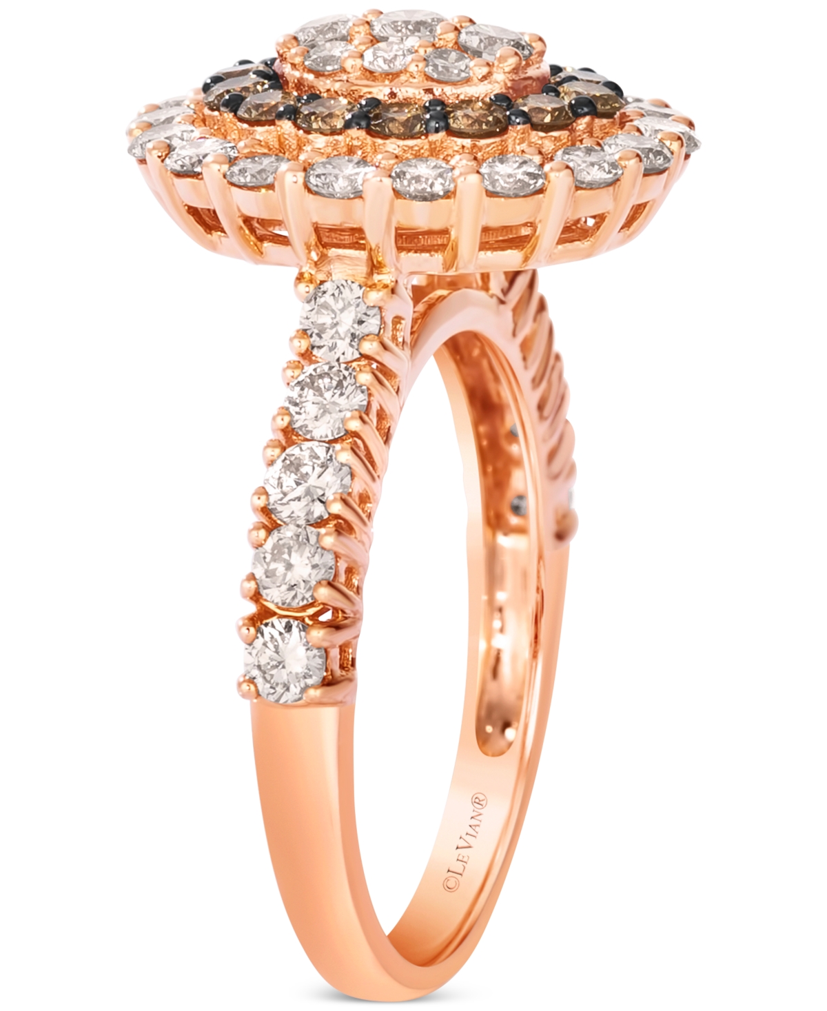 Le Vian Chocolate Diamond & Nude Diamond Halo Cluster Ring (2 Ct. T.w.) In 14k Rose Gold In Rose Gold