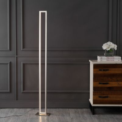 Johan 59.5" Modern Minimalist Aluminum Integrated Tower LED Floor Lamp, Nickel