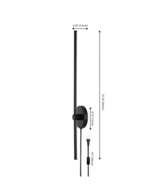 Anton 27.25" 1-Light Modern Minimalist Iron Adjustable Bar Integrated LED Plug-In Sconce