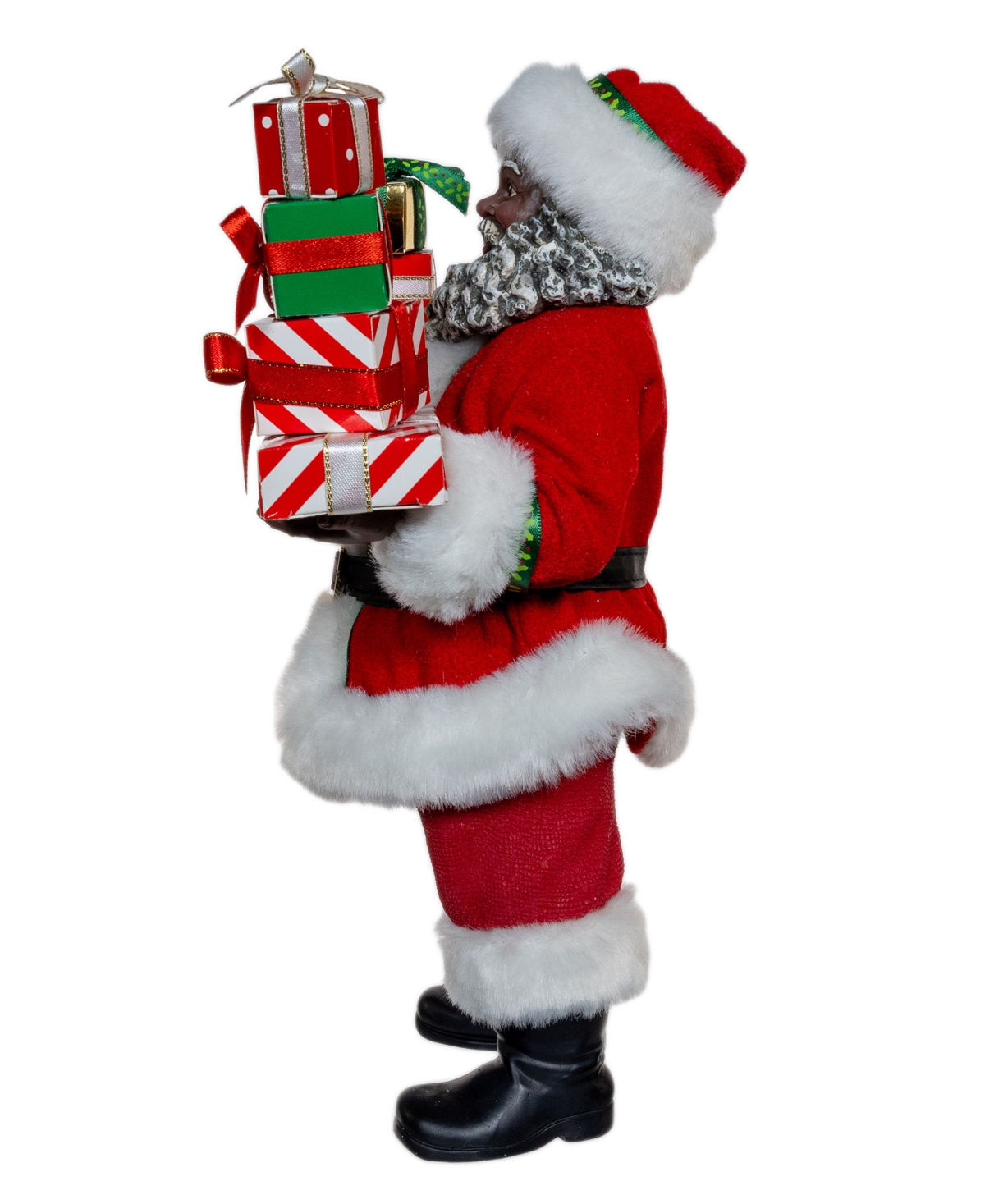 Kurt Adler 10.5-inch Fabriche African American Santa With Gifts In Red