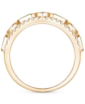 Emerald (3/4 ct. t.w.) & Diamond (3/4 ct. t.w.) Band in 14k Gold (Also in Ruby & Sapphire)