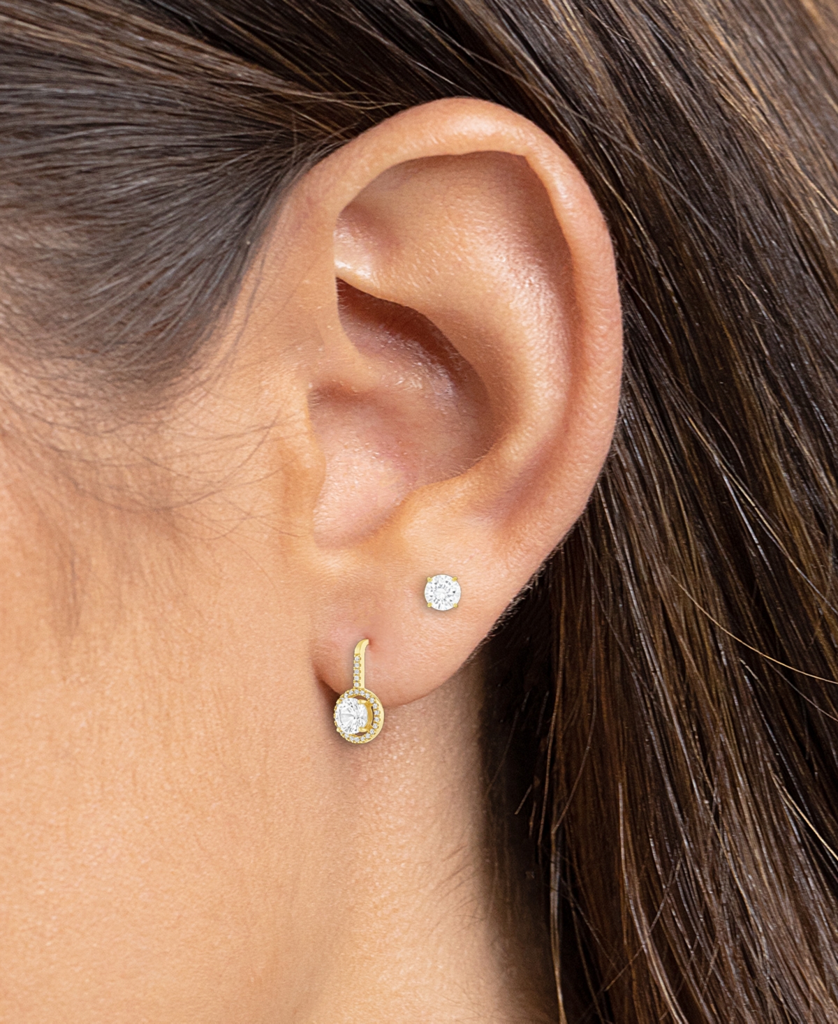 Giani Bernini 2-Pc. Set Cubic Zirconia Halo Drop & Solitaire Stud Earrings, Created for Macy's