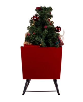 24-Inch Battery Operated Musical LED Santa in Metal Sleigh Table Piece