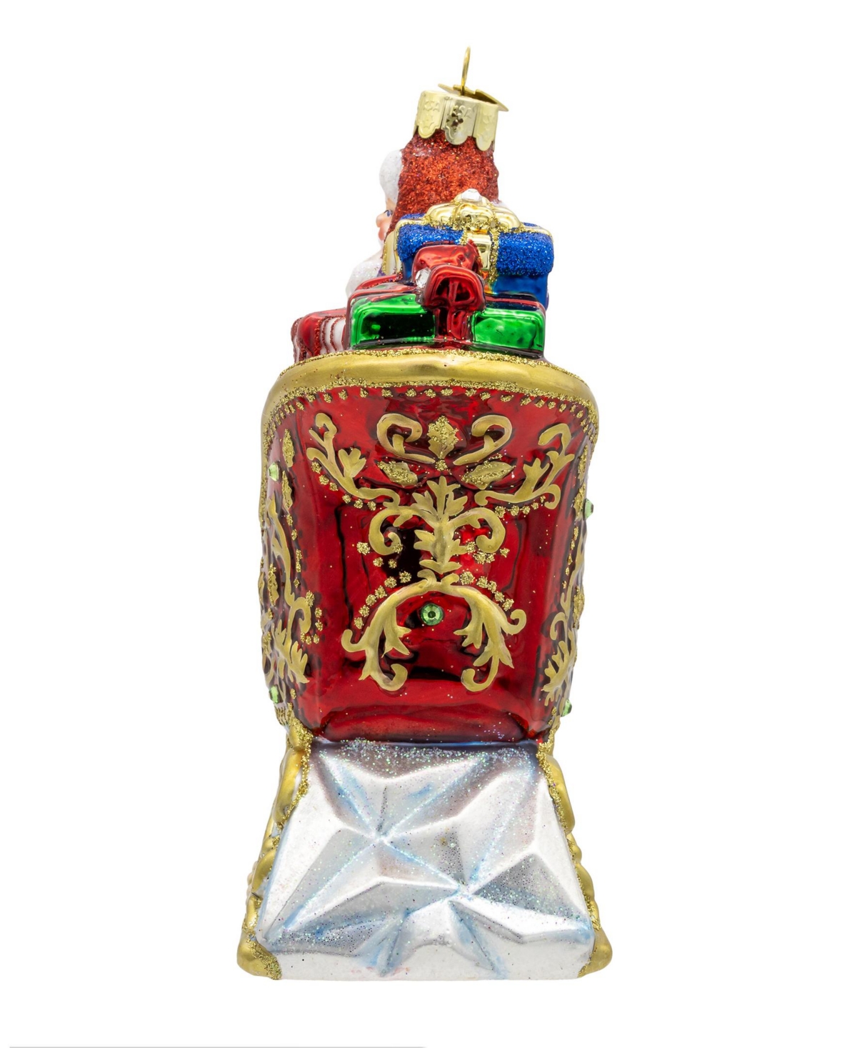 Kurt Adler 6.25-inch Bellissimo Glass Santa In Sleigh Ornament In Red