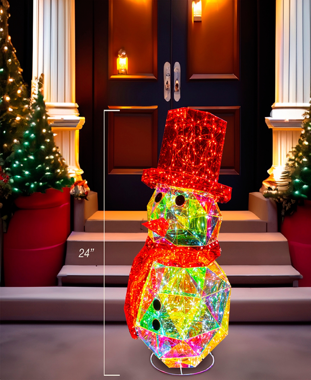 Kurt Adler 24-Inch 300-Light WarmFairy Led Iridescent Snowman - White