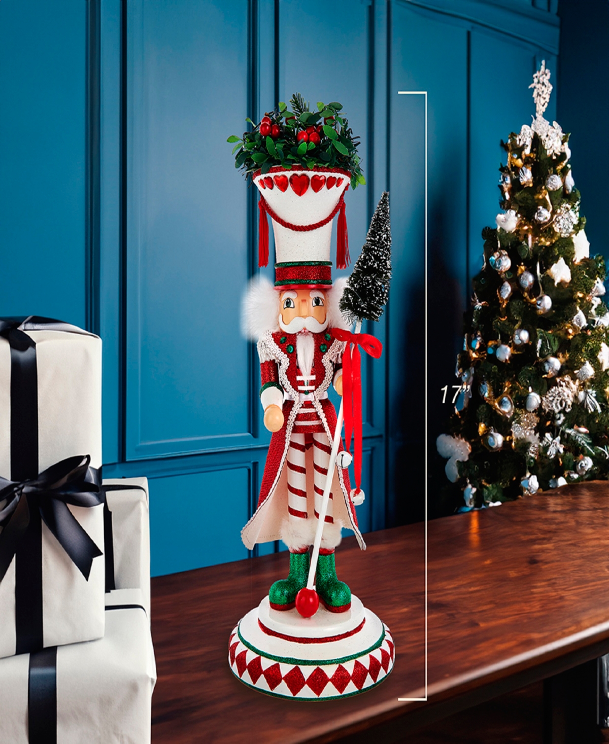Kurt Adler 17-inch Hollywood Hearts Soldier Nutcracker In Red