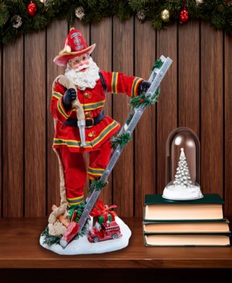 11.5-Inch Fabrich&eacute; Fireman Santa On Ladder