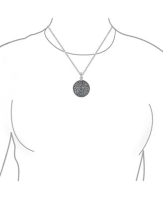 Ancient Viking Round Circle Disc Medallion Celtic Triquetra Trinity Knot Triskele Pendant Necklace  Oxidized Sterling Silver