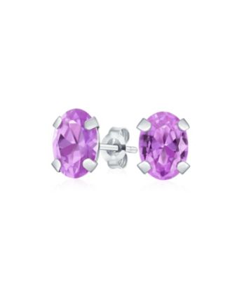 1.6Ct Oval Shaped Purple Natural Amethyst Stud Earrings 14K White Gold